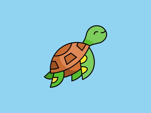 Adorable Kawaii Sea Animal Turtle Icon for Your Designs
