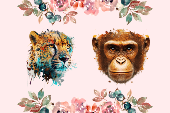Animal Face Digital Illustration Clipart: Instant Whimsy for Your Projects