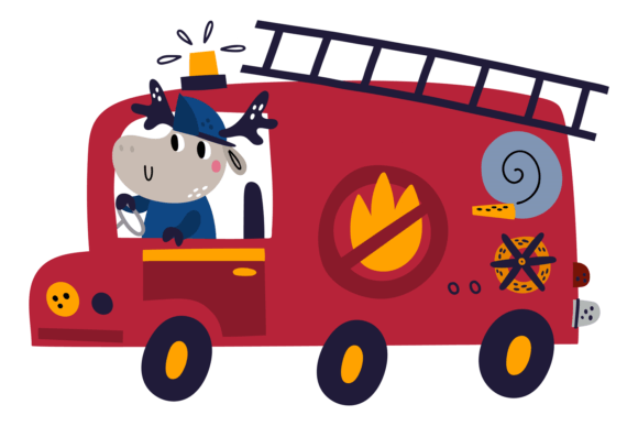 Animal Firefighter Truck: Cute Hippo Dri – A Font With Character