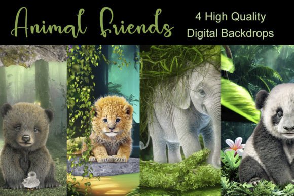 Animal Friends- V1 Digital Backdrop Set