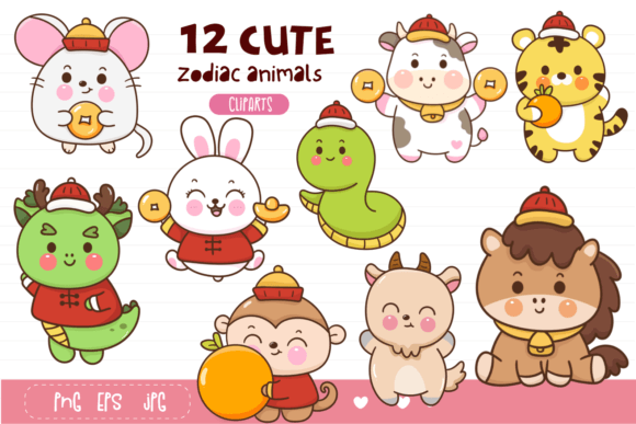 Chinese Zodiac Animal: Chinese New Year Kawaii Clipart