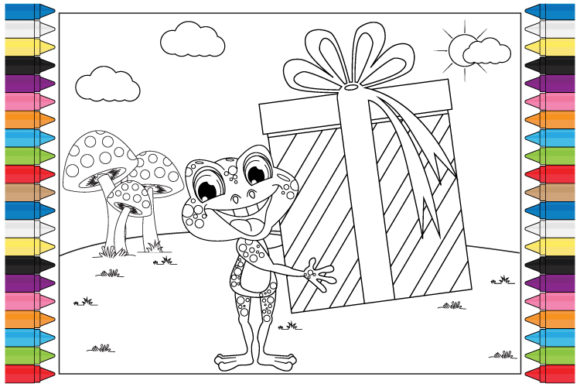 Coloring Frog Animal Cartoon for Kids: Playful Vector Art