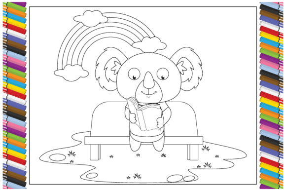 Coloring Koala Animal Cartoon for Kids: Playful Design Asset