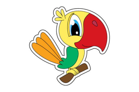 Cute Parrot Animal Cartoon: A Vibrant Design Asset