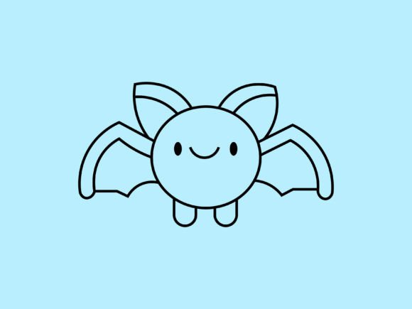 Kawaii Animal Bat Line Background: A Playful Design Asset for Creative Projects
