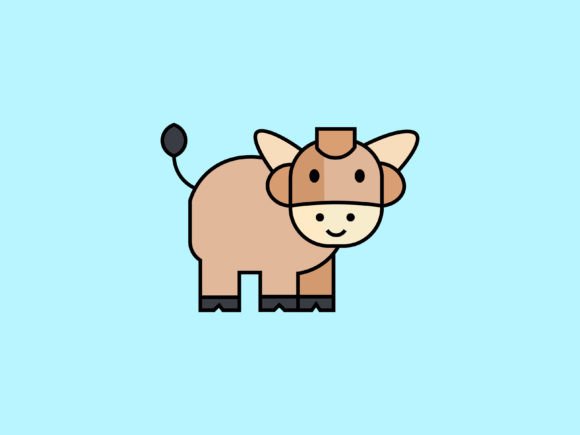 Kawaii Animal Bull Icon: Charming Design for Any Project