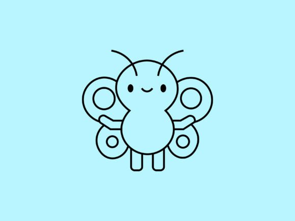 Kawaii Animal Butterfly Line Background: A Designer's Playful Asset