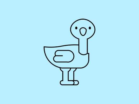 Kawaii Animal Ostrich Line Background: A Charming Design Asset